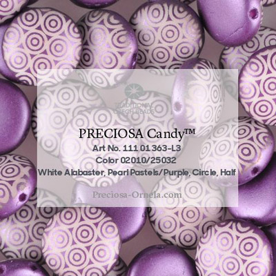 GBCDYLC08-335 - Czech Candy Beads - pastel Bordeaux laser circles