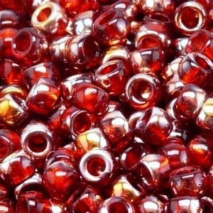 SBP6-393 - Matubo Czech size 6 seed beads - ruby gold capri