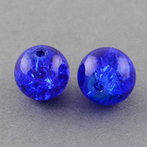 GBCR10-14 - glass crackle beads - royal blue