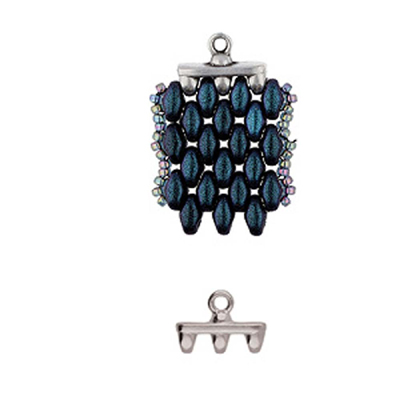 CYM-SD-012434-SP. - Rozos 3 superduo bead ending - antique silver plated