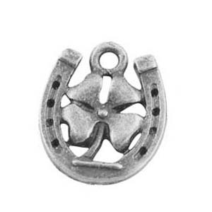MEP74 - lucky horseshoe & 4 leaf clover charm/pendant