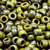 SBP8-421 - Matubo Czech size 8 seed beads - opaque green picasso