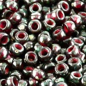 SBP8-463 - Matubo Czech size 8 seed beads - ruby travertin dark