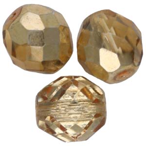 GB18 42 - fire-polish beads - gold half coated