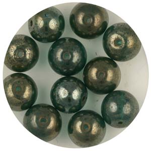 GB241C-10 - gold coated transparent round beads - green turquoise