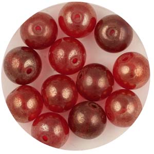 GB241C-1&nbsp;gold coated transparent round beads - red