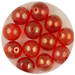 GB241C-5&nbsp;gold coated transparent round beads - orange