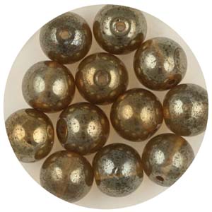 GB241C-7 - gold coated transparent round beads - bronze