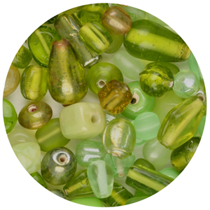 CTGBSM-12 - small glass bead mix, peridot - candy tube
