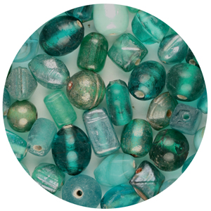 CTGBSM-13 - small glass bead mix, green turquoise - candy tube