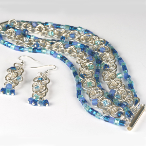 Kit 80 celtic chain maille&japanese square beads cuff&earrings Kit 80 celtic chain maille&japanese square beads cuff&earrings