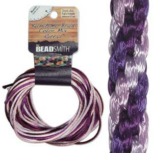 S215-M1 Kumihimo braid: rattail lilac mix (4x3 yards) S215-M1 Kumihimo braid: rattail lilac mix (4x3 yards)