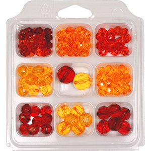SBX-PB1 Facetted transparent acrylic bead selection box - fire-opal SBX-PB1 Facetted transparent acrylic bead selection box - fire-opal