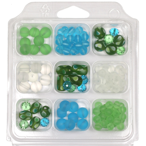 SBX-GB-TD2 Glass bead selection box with teardrop lamp beads - peridot & aqua SBX-GB-TD2 Glass bead selection box with teardrop lamp beads - peridot & aqua