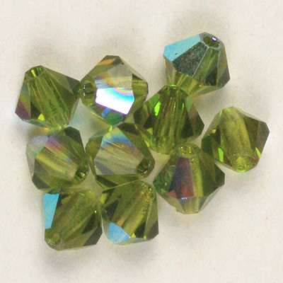 CCBIC06 28AB Czech crystal bicones - olivine AB