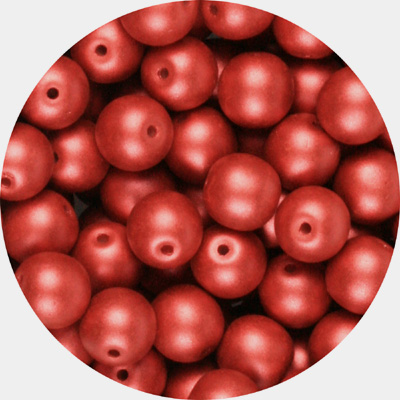 GBSR06-118 round pressed glass beads - matt metallic red