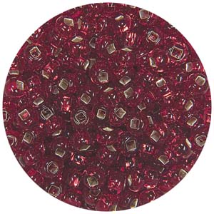 SB7-7 - Czech size 7 seed beads silver lined - red