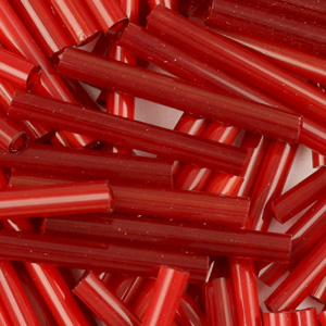 BB6-118 size 6 bugle beads - red satin