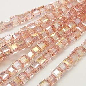 CRB17-19 crystal faceted cube - rose