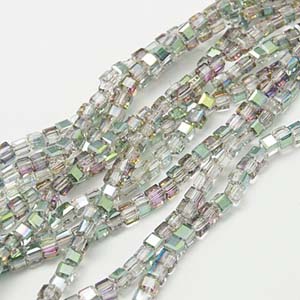 CRB18-16 crystal faceted cube - vitrail medium half coated CRB18-16 crystal faceted cube - vitrail medium half coated
