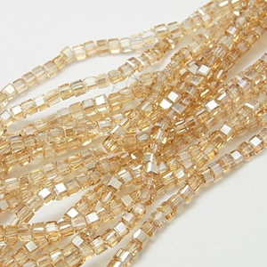 CRB17-3 crystal faceted cube - gold half coated