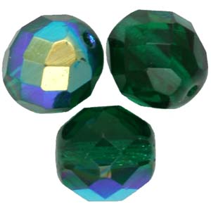 GB18 17ab - fire-polish beads - emerald ab