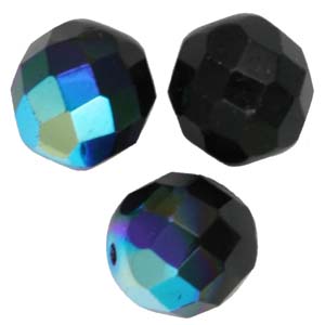 GB18 1 ab, 6ab - fire-polish beads - crystal ab/jet ab