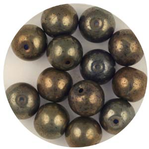 GB240C-11 - gold coated transparent round beads - slate