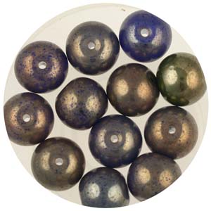 GB240C-3 - gold coated transparent round beads - blue