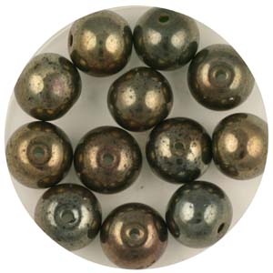 GB240C-4 - gold coated transparent round beads - green gold