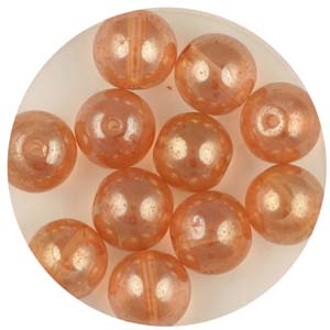 GB240C-8 - gold coated transparent round beads - peach
