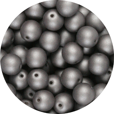 GBSR08-113 round pressed glass beads - matt metallic steel grey