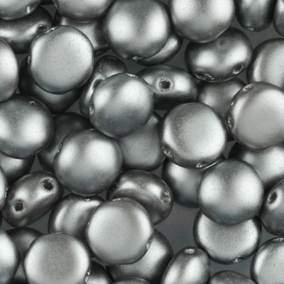 GBCDY08-343 Czech Candy Beads - pastel light grey/silver