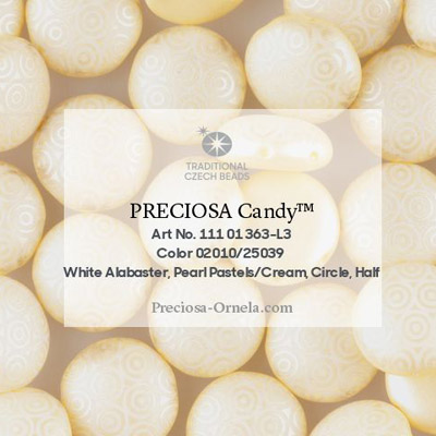 GBCDYLC08-338 Czech Candy Beads - pastel cream laser circles