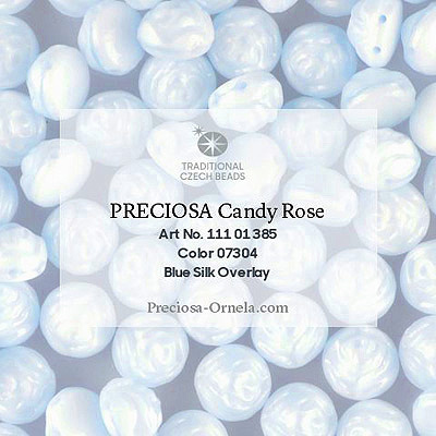 GBCDYR08-402 Czech Candy Rose Beads - blue silk overlay