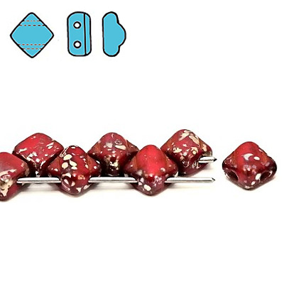 GBSLK-424 Czech silky beads - opaque red picasso