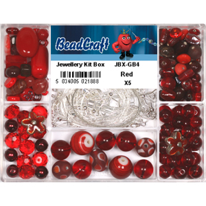 JBX-GB4 glass bead jewellery kit box - red