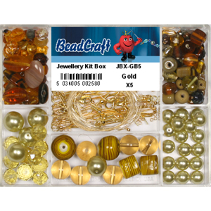 JBX-GB5 glass bead jewellery kit box - gold