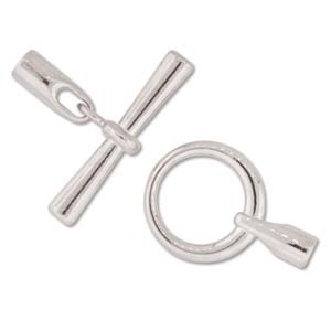 JF192-2 Kumihimo findings: glue in toggle - silver