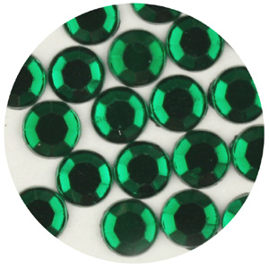 JS15A 9 - 4.5mm flat back round - half machine cut - emerald