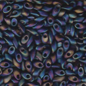 LMA-401FR Miyuki long magatama beads - matte black AB LMA-401FR Miyuki long magatama beads - matte black AB