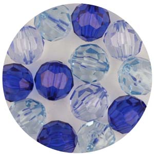 PB3 T Mix faceted round beads - transparent mix