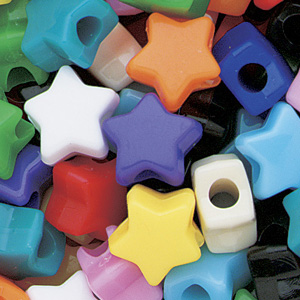PB-ST S-M1 star pony beads - opaque mixed colours