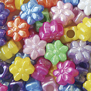 PB-FL P-M5 flower pony beads - pearl mixed colours