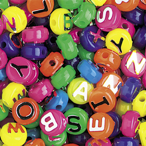 PBA-M4 - Alphabet beads - neon multi/silver