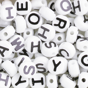 PBA-6S - Alphabet beads - white/black
