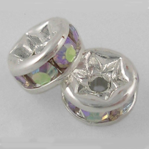 RBS8-2 diamante rondelles, straight edges - crystal AB RBS8-2 diamante rondelles, straight edges - crystal AB