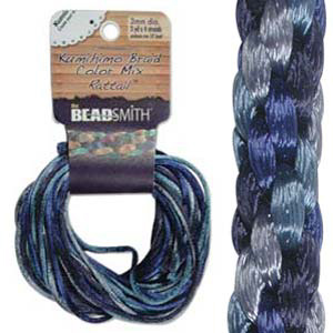 S215-M2 Kumihimo braid: rattail blue mix (4x3 yards) S215-M2 Kumihimo braid: rattail blue mix (4x3 yards)