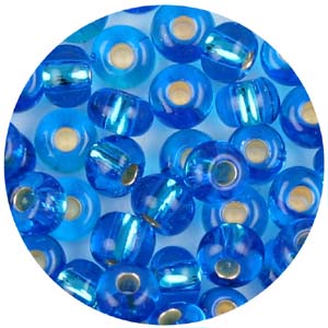 SB6-10 Czech size 6 seed beads silver lined - aqua