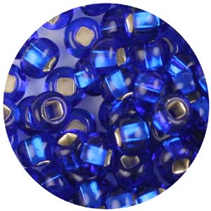 SB6-14 Czech size 6 seed beads silver lined - royal blue SB6-14 Czech size 6 seed beads silver lined - royal blue